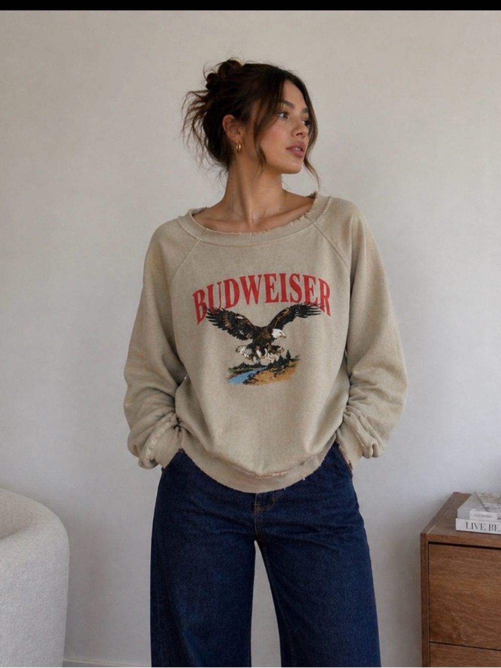 Budweiser eagle graphic sweatshirt – retro americana vintage style crewneck sz S